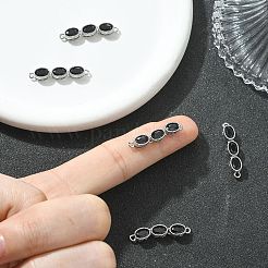 SHEGRACE Brass Pave Black Cubic Zirconia Triple Oval Links Connector Charms&nbsp;XGRQ3P837-645P