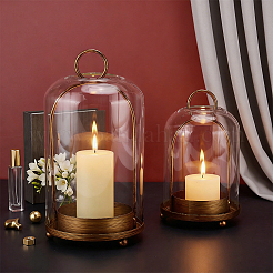2Pcs Iron & Glass Wall-mounted Candle Holders&nbsp;AJEW-WH0481-732
