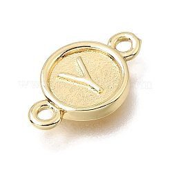 Brass Disc with Initial Links Connector Charms&nbsp;KK-E802-36G-Y
