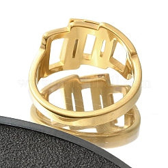 Textured 304 Stainless Steel Hollow Rectangle Finger Ring for Women&nbsp;RJEW-L126-12B-G