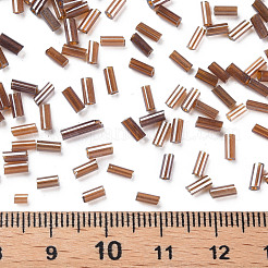 Transparent Colours Luster Glass Bugle Beads&nbsp;SEED-N005-001-A09