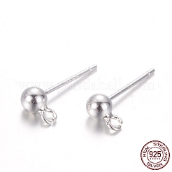 Round 925 Sterling Silver Ear Stud Findings&nbsp;LS-STER-M108-03