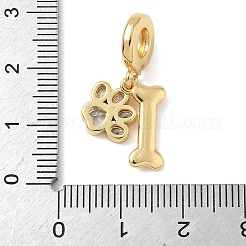 Brass Pave Clear Cubic Zirconia European Dangle Charms&nbsp;KK-D502-12G