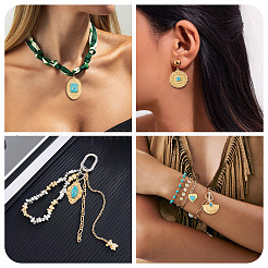10Pcs 5 Styles Bohemian Style 304 Stainless Steel with Synthetic Turquoise Pendants&nbsp;STAS-TA0006-21