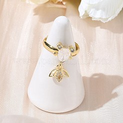 Brass Micro Pave Cubic Zirconia Adjustable Finger Rings for Women&nbsp;RJEW-K307-01G-22