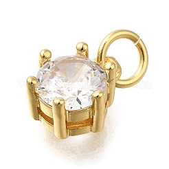 Brass Pave Cubic Zirconia Pendants&nbsp;X-KK-V002-23G-01