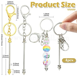 4Pcs 2 Colors Alloy Bar Beadable Keychain for Jewelry Making DIY Crafts&nbsp;KEYC-CJ0001-08