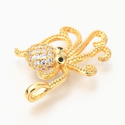 Brass Micro Pave Clear & Black Cubic Zirconia Pendants&nbsp;ZIRC-O036-25G