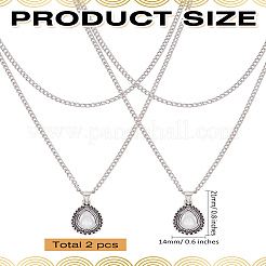 2Pcs Acrylic Teardrop Pendant Double Layer Necklace&nbsp;NJEW-LP0001-24
