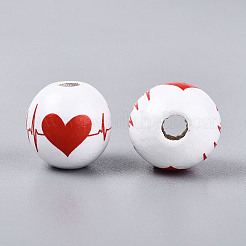 Printed Schima Wood Beads&nbsp;WOOD-T033-07M