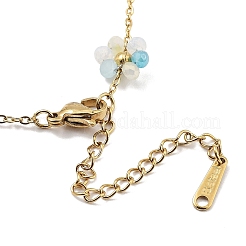 Glass Flower Link Chain Necklaces&nbsp;NJEW-H041-04G-03