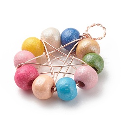 Natural Wood Round Beads Pendants&nbsp;PALLOY-JF01763-03