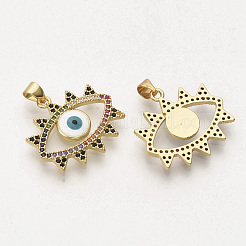 Golden Plated Brass Micro Pave Cubic Zirconia Pendants&nbsp;ZIRC-T012-14G
