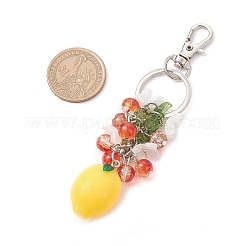 Opaque Resin & Spray Painted Crackle Glass Keychains&nbsp;KEYC-JKC01343-03