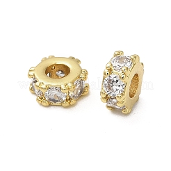 Brass Micro Pave Cubic Zirconia Beads&nbsp;KK-B142-19G