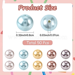 50Pcs 5 Colors Electroplated Shell Pearl Beads&nbsp;BSHE-YW0001-23
