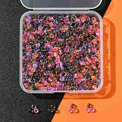50G 3 Colors Halloween Transparent Glass Round Seed Beads&nbsp;SEED-FS0001-41
