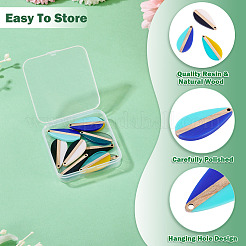 10Pcs 5 Colors Transparent & Opaque Resin & Wood Pendants&nbsp;RESI-TA0004-65