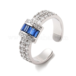 Brass Micro Pave Cubic Zirconia Cuff Open Rings for Women&nbsp;RJEW-L343-04P