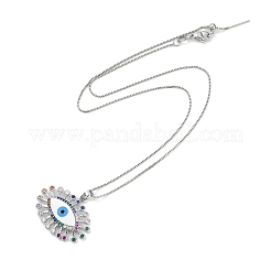 Rack Plating Brass Colorful Cubic Zirconia Eye Pendant Box Chain Necklaces&nbsp;NJEW-P317-02P