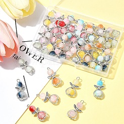 40Pcs 8 Colors Angel Glass Pendants. with Alloy Findings&nbsp;PALLOY-FS00027