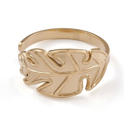 Ion Plating(IP) 304 Stainless Steel Monstera Leaf Open Cuff Rings for Women&nbsp;RJEW-G285-68G
