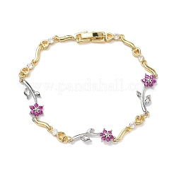 Brass Micro Pave Cubic Zirconia Link Chain Bracelets for Women&nbsp;BJEW-C156-04B-01GP