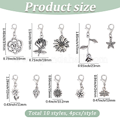 40Pcs 10 Style Alloy Pendant Decorations&nbsp;HJEW-SC00189