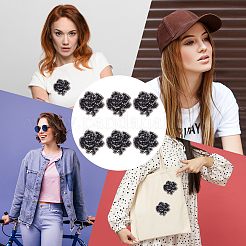 6Pcs Resin Rhinestone Flower Shape Sequin Embroidery Cloth Iron On Patches&nbsp;PATC-MA0001-09