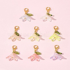 8Pcs 8 Colors Flower Acrylic Pendant Decorations&nbsp;HJEW-FS00034-02