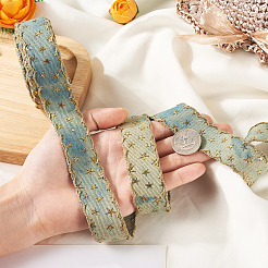 5 Yards Polyester 3D Star Gold Stamping Ribbon&nbsp;OCOR-TAC0023-14A