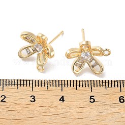 Brass Micro Pave Cubic Zirconia Stud Earring Findings&nbsp;KK-E107-17G