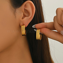 Triple Oval Stainless Steel Stud Earrings&nbsp;BE1288
