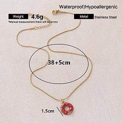 Vintage 304 Stainless Steel Enamel Sweet Donut Pendant Necklaces for Women&nbsp;NP5557