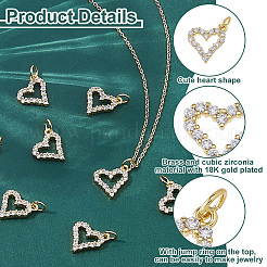 12Pcs Rack Plating Brass Micro Pave Cubic Zirconia Pendants&nbsp;ZIRC-HS0001-12