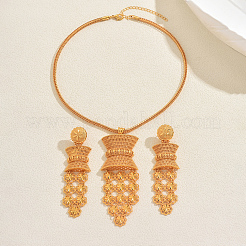 Vintage Alloy Tassel Hollow Flower Earrings & Necklaces Sets for Women&nbsp;BI3296