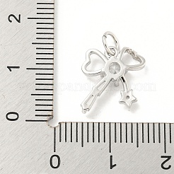 Rack Plating Brass Micro Pave Clear Cubic Zirconia Pendants&nbsp;KK-B093-01D-P