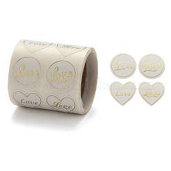 Heart and Flat Round with Word Love Valentine's Stickers Self Adhesive Tag Labels&nbsp;DIY-E023-05