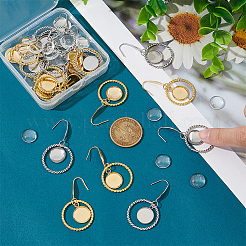 12 Pair 2 Color Glass Blank Dome Dangle Earrings&nbsp;EJEW-AB00020