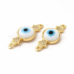 Rack Plating Real 18K Gold Plated Brass Micro Pave Clear Cubic Zirconia Connector Charms&nbsp;ZIRC-L102-06G-01