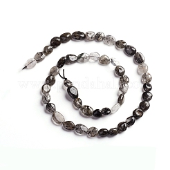 Natural Tourmalinated Quartz/Black Rutilated Quartz Beads Strands&nbsp;G-D0002-B26
