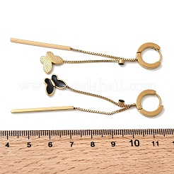 304 Stainless Steel Enamel Butterfly Tassel Hoop Earrings&nbsp;EJEW-G453-10G