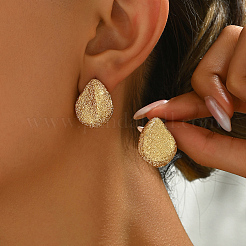 Brass Frosted Teardrop Stud Earrings&nbsp;YQ2405