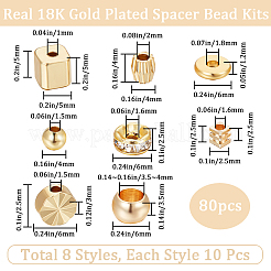 80Pcs 8 Styles Brass Spacer Beads&nbsp;KK-BBC0011-35