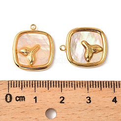 304 Stainless Steel Pave Natural Shell Pendants&nbsp;STAS-Z145-07G-02A