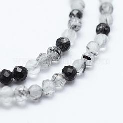 Natural Black Rutilated Quartz Beads Strands&nbsp;G-J369-18-2mm