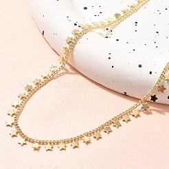 Rack Plating Brass Star Tassel Pendant Necklaces for Women&nbsp;NJEW-M048-02G