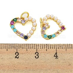 Heart Rack Plating Brass Micro Pave Cubic Zirconia Charms&nbsp;KK-U021-13B-G