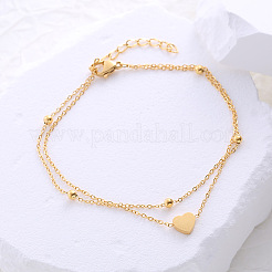 Beach Heart Shape Beaded Double Layer Bracelet and Anklet for Women&nbsp;PS4517