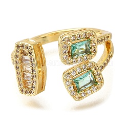 Rack Plating Brass Micro Pave Cubic Zirconia Open Cuff Rings for Women&nbsp;RJEW-M022-04G-01